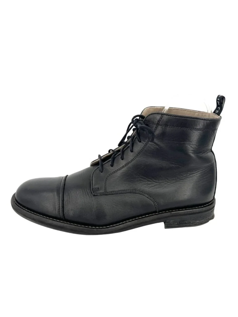 AllSaints Harland Black Leather Cap Toe Lace-up Boots Mens Size 43 EU 10 US